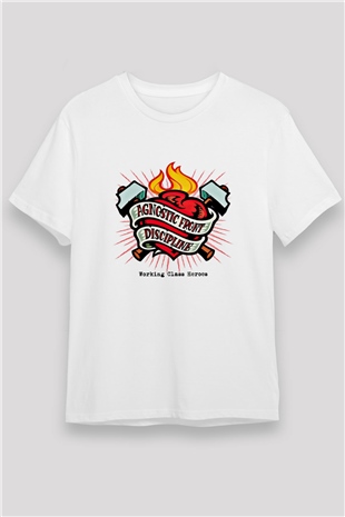 Agnostic Front Baskılı Unisex Beyaz Tişört