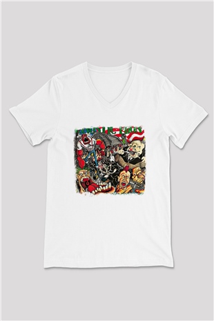 Agnostic Front Baskılı Unisex Beyaz V Yaka Tişört