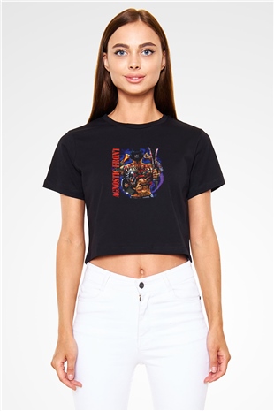 Agnostic Front Baskılı Unisex Siyah Crop Top Tişört