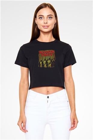 Agnostic Front Baskılı Unisex Siyah Crop Top Tişört