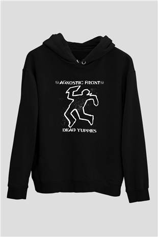 Agnostic Front Baskılı Unisex Siyah Hoodie