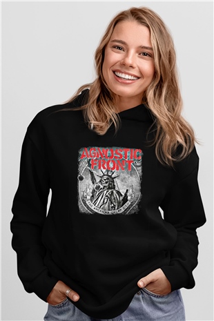 Agnostic Front Baskılı Unisex Siyah Hoodie