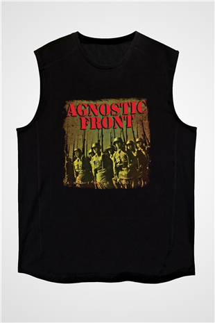 Agnostic Front Baskılı Unisex Siyah Kolsuz Tişört