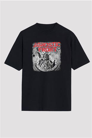 Agnostic Front Baskılı Unisex Siyah Oversize Tişört