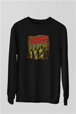 Agnostic Front Baskılı Unisex Siyah Sweatshirt