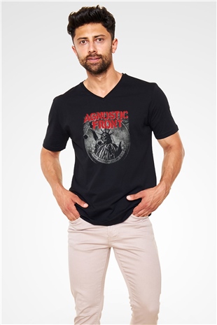 Agnostic Front Siyah Unisex V Yaka Tişört T-Shirt