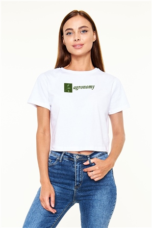 Agronomist Beyaz  Crop Top Tişört