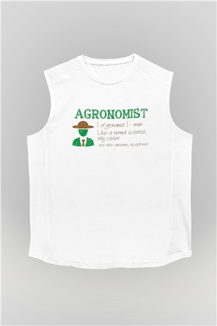 Agronomist Beyaz Unisex Kolsuz Tişört