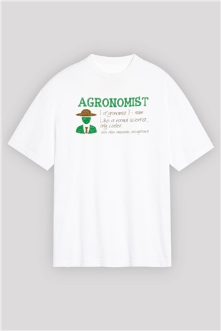 Agronomist Beyaz Oversize Tişört Oversize T-shirt - TişörtFabrikası