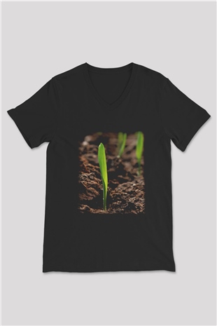 Agronomist Siyah Unisex V Yaka Tişört T-Shirt
