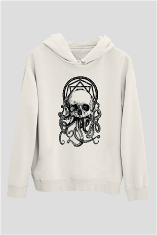 Ahtapot KurukafaBeyaz  Unisex Hoodie