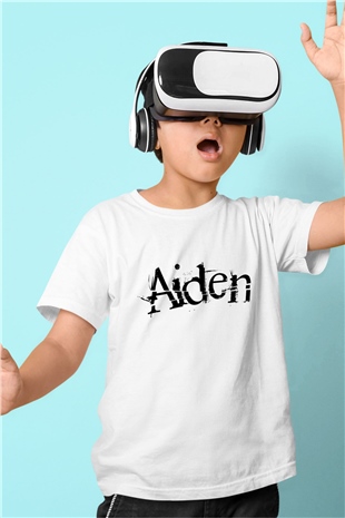 Aiden Baskılı Beyaz Unisex Çocuk Tişört