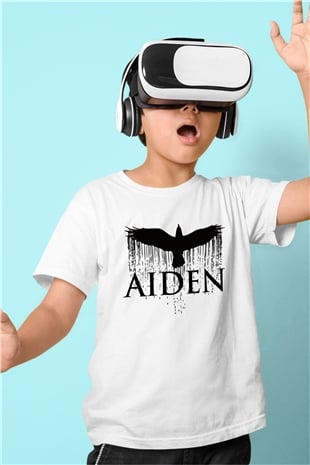 Aiden Baskılı Beyaz Unisex Çocuk Tişört