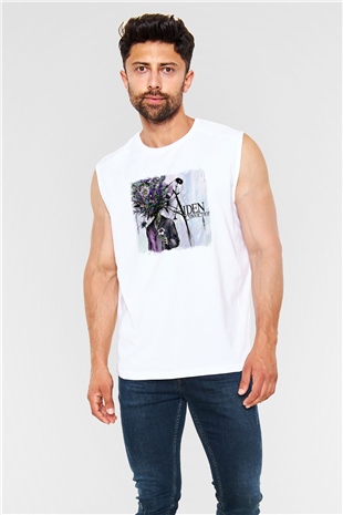 Aiden Baskılı Unisex Beyaz Kolsuz Tişört