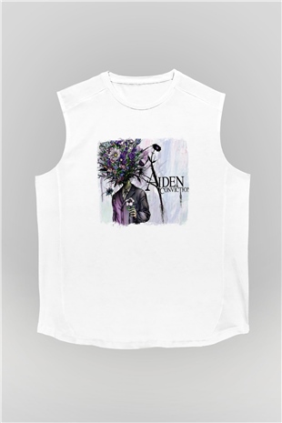 Aiden Baskılı Unisex Beyaz Kolsuz Tişört