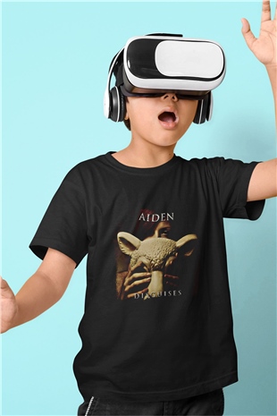 Aiden Baskılı Unisex Siyah Çocuk Tişört