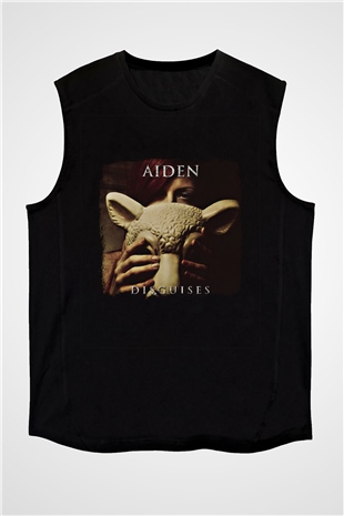 Aiden Baskılı Unisex Siyah Kolsuz Tişört