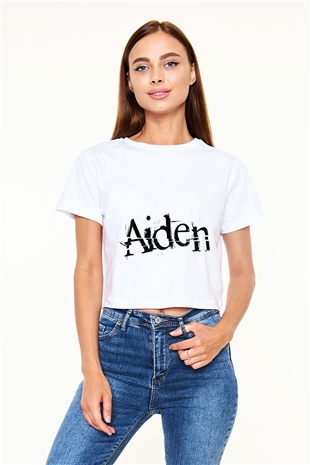 Aiden Beyaz Croptop Tişört