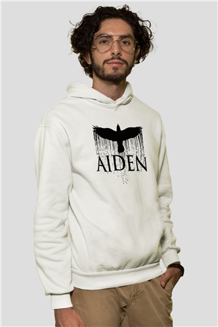 Aiden Beyaz Unisex Kapşonlu Sweatshirt