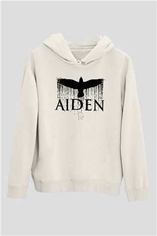 Aiden Beyaz Unisex Kapşonlu Sweatshirt
