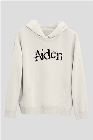 Aiden Beyaz Unisex Kapşonlu Sweatshirt
