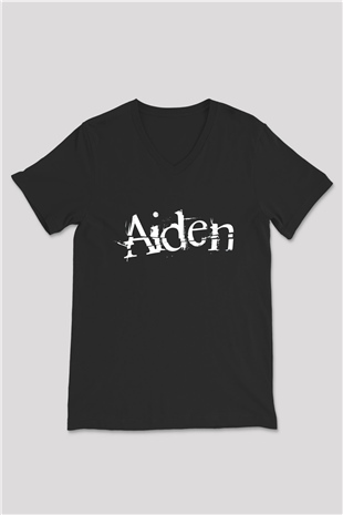 Aiden Siyah Unisex V Yaka Tişört T-Shirt