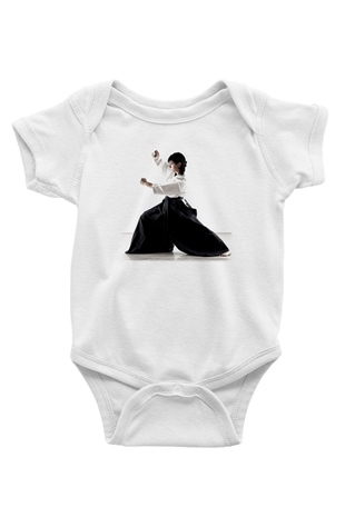 Aikido Baskılı Beyaz Unisex Bebek Body - Zıbın