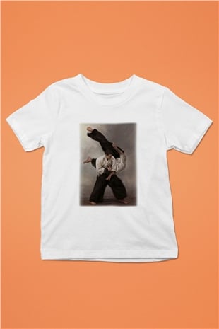 Aikido Baskılı Beyaz Unisex Çocuk Tişört