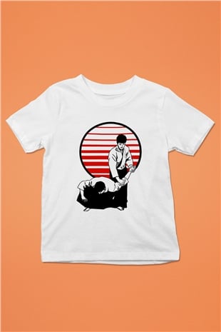 Aikido Baskılı Beyaz Unisex Çocuk Tişört