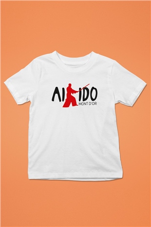 Aikido Baskılı Beyaz Unisex Çocuk Tişört