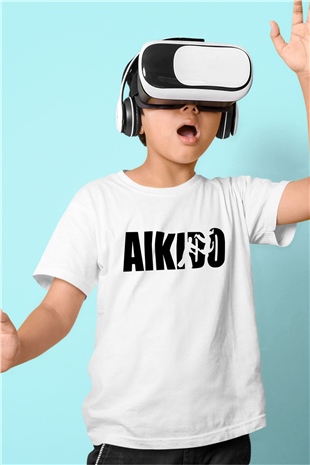 Aikido Baskılı Beyaz Unisex Çocuk Tişört