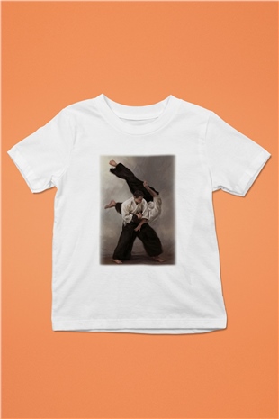Aikido Baskılı Unisex Beyaz  Çocuk Tişört