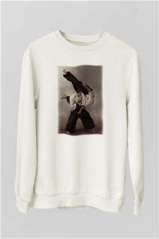 Aikido Baskılı Unisex Beyaz  Sweatshirt