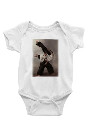Aikido BaskılıBeyaz Tshirt Bebek Body - Zıbın