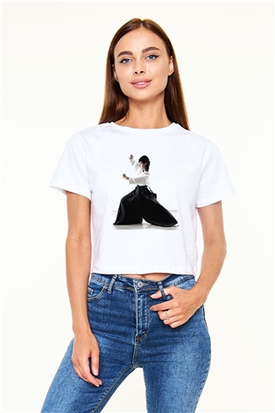 Aikido Beyaz Croptop Tişört