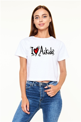 Aikido Beyaz Croptop Tişört