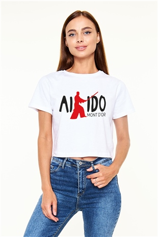 Aikido Beyaz Croptop Tişört