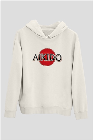 Aikido Beyaz Unisex Kapüşonlu Sweatshirt