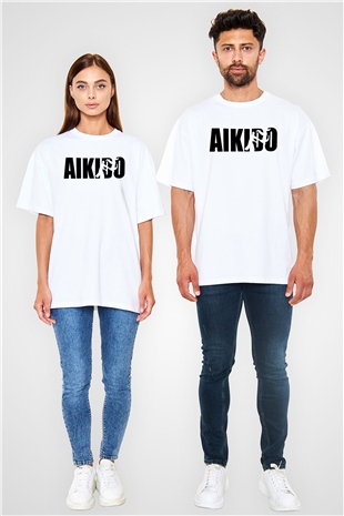 Aikido Beyaz Unisex Oversize Tişört T-Shirt