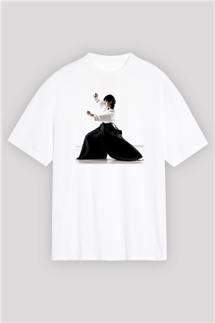 Aikido Beyaz Unisex Oversize Tişört T-Shirt