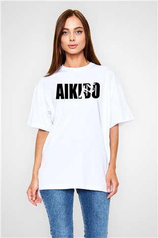 Aikido Beyaz Unisex Oversize Tişört T-Shirt