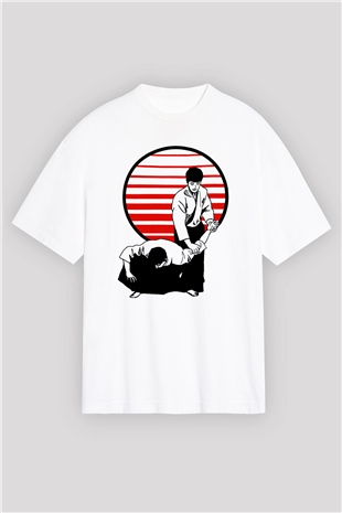 Aikido Beyaz Unisex Oversize Tişört T-Shirt