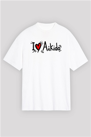 Aikido Beyaz Unisex Oversize Tişört T-Shirt
