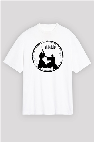 Aikido Beyaz Unisex Oversize Tişört T-Shirt