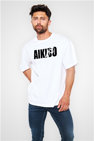 Aikido Beyaz Unisex Oversize Tişört T-Shirt