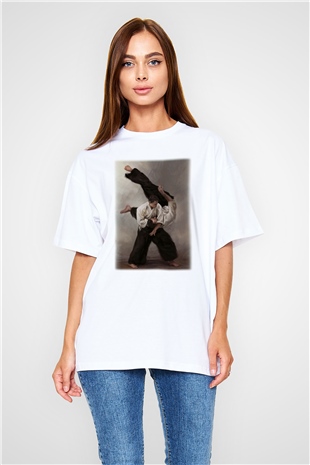 Aikido Beyaz Unisex Oversize Tişört T-Shirt