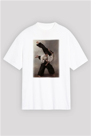 Aikido Beyaz Unisex Oversize Tişört T-Shirt