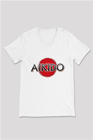 Aikido Beyaz Unisex V Yaka Tişört