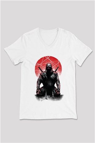 Aikido Beyaz Unisex V Yaka Tişört T-Shirt