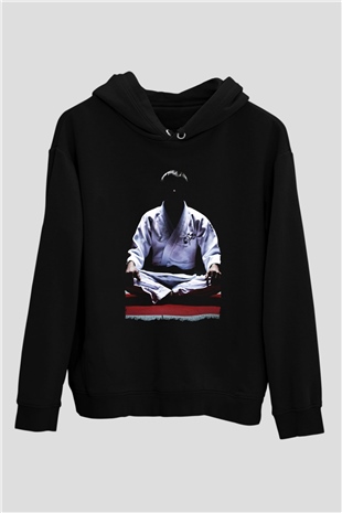 Aikido Siyah Unisex Kapüşonlu Sweatshirt